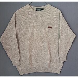 VTG Wallace County Wool Sweater XXL Beige Made in New Zealand Crew Knit